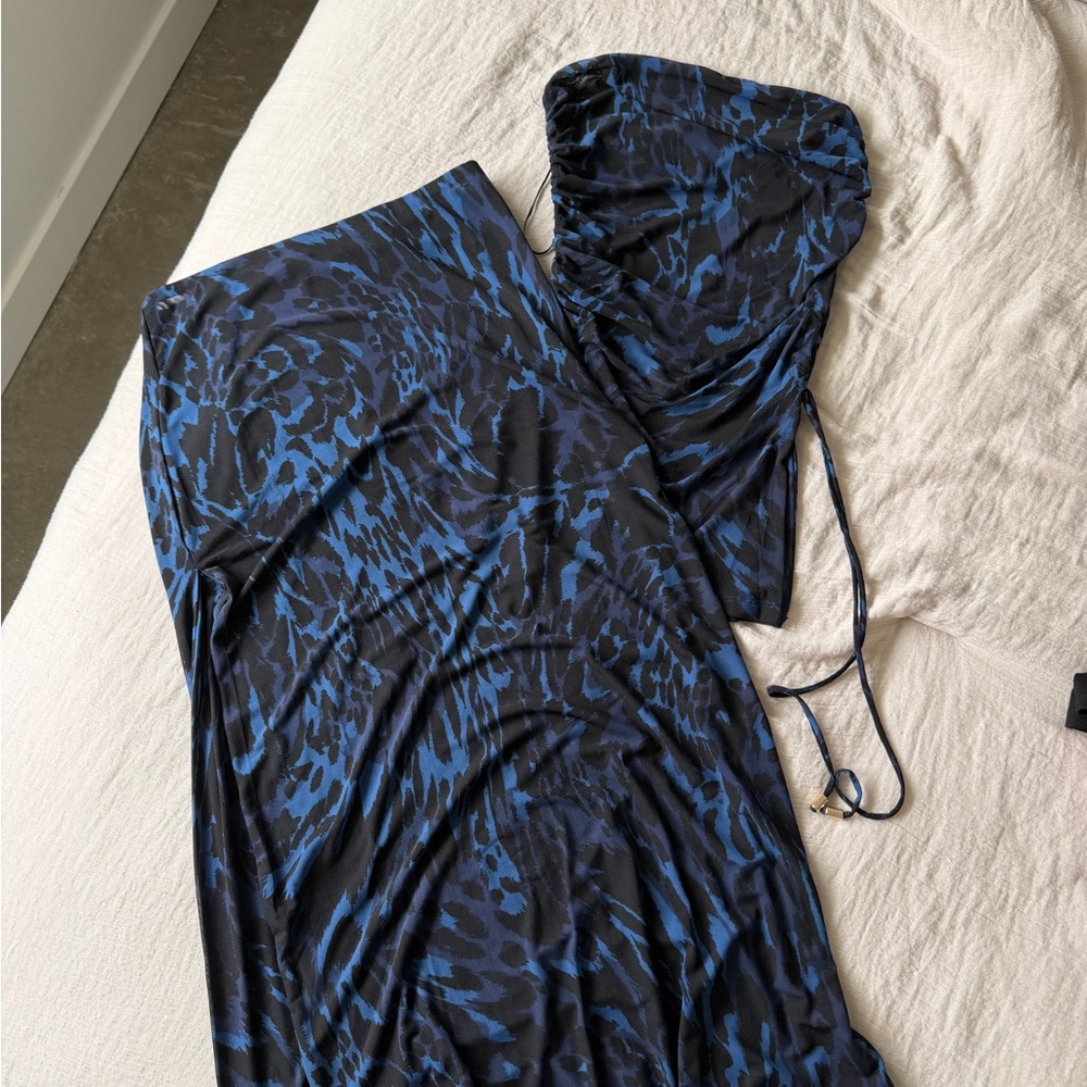 Blue and Black Animal Print Two Piece Set